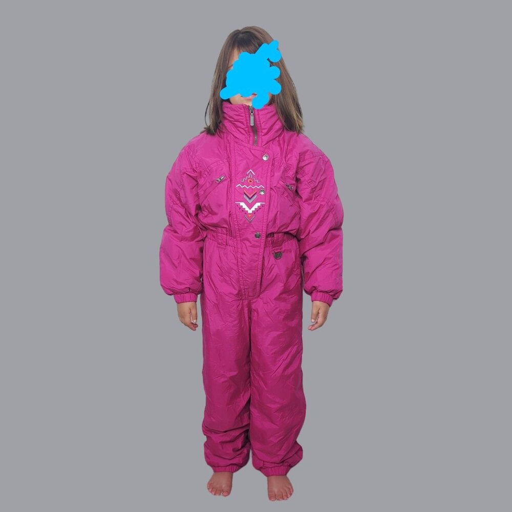 Vintage 80s Girls Ski Jumpsuit Small 10 Pants Puffer Nylon Snow Ossi